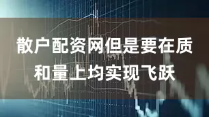 散户配资网但是要在质和量上均实现飞跃